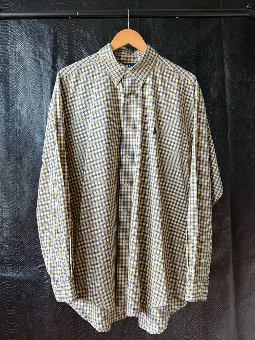 Ralph Lauren Blake 100% Cotton Button Down Shirt Men’s L Plaid Navy Red Yellow